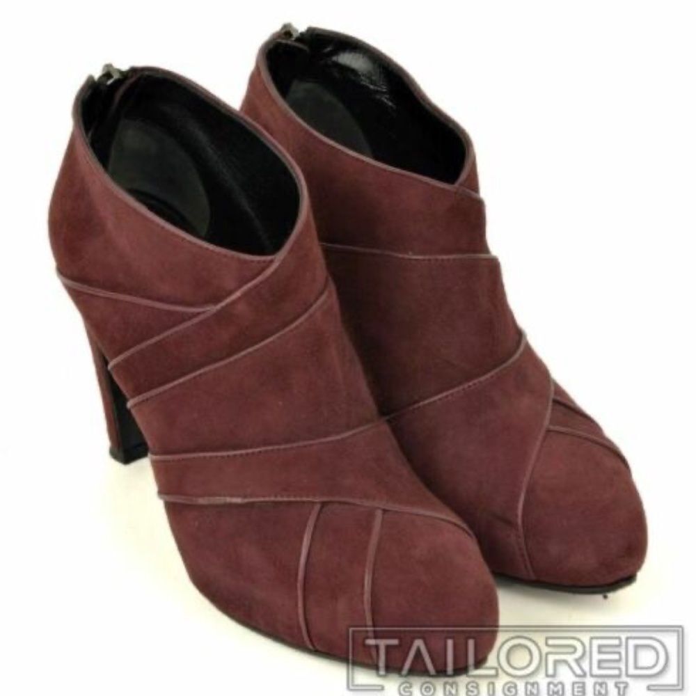 Jennifer Tattanelli Firenze Brown Suede Wrap Heel‎ Booties Sz 41